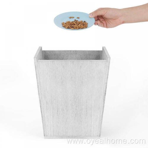 Wooden Trash Can with 2 Circular Hollow Handle